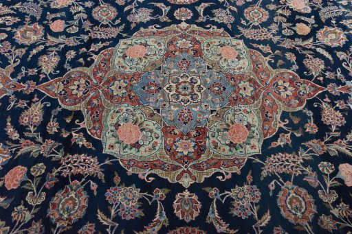 Central medallion detail of 1930s Kashan rug from Iran / Persia