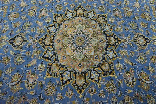 Central medallion detail of 2000s Kashan rug from Iran / Persia