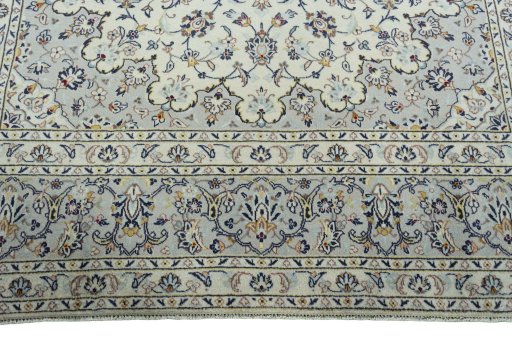 Full view of 2000s Kashan rug from Iran / Persia, 351 × 240 cm in Beige tones