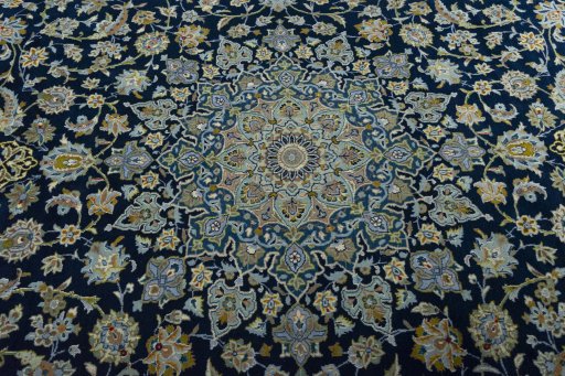Central medallion detail of 2000s Kashan rug from Iran / Persia