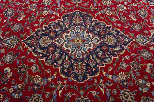 Central medallion detail of 2000s Kashan rug from Iran / Persia