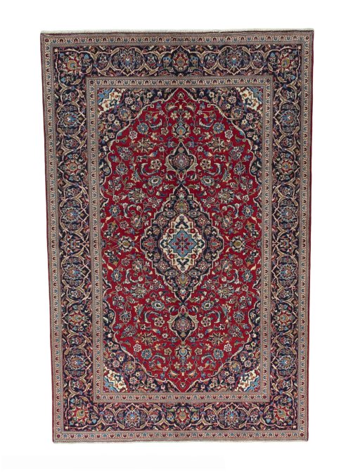 Full view of 2000s Kashan rug from Iran / Persia, 300 × 195 cm in Red tones