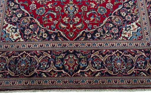 Full view of 2000s Kashan rug from Iran / Persia, 300 × 195 cm in Red tones