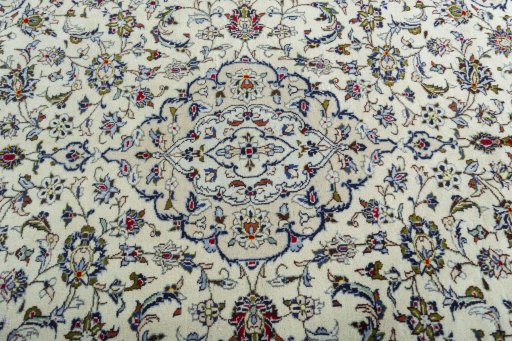 Central medallion detail of 2000s Kashan rug from Iran / Persia
