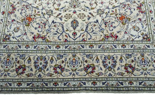 Full view of 2000s Kashan rug from Iran / Persia, 292 × 196 cm in Beige tones