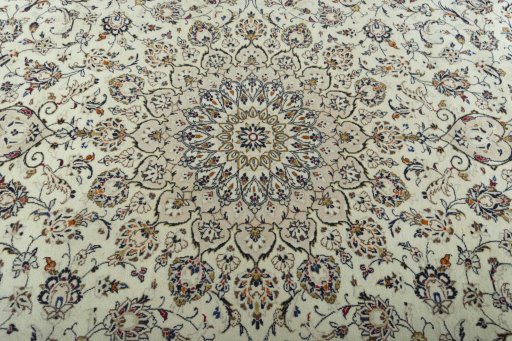 Central medallion detail of 2000s Kashan rug from Iran / Persia