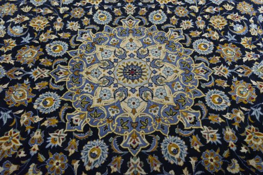Central medallion detail of 2000s Kashan rug from Iran / Persia