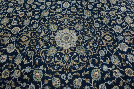 Central medallion detail of 2000s Kashan rug from Iran / Persia
