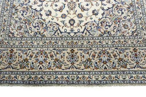 Full view of 2000s Kashan rug from Iran / Persia, 301 × 200 cm in Beige tones