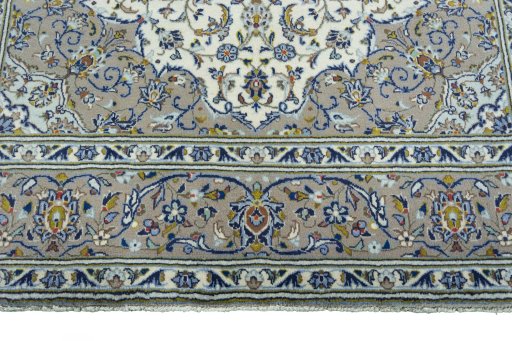 Full view of 2000s Kashan rug from Iran / Persia, 310 × 203 cm in Beige tones