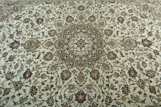 Central medallion detail of 2000s Kashan rug from Iran / Persia