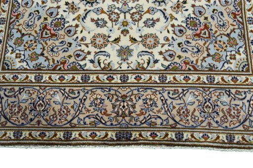 Full view of 2000s Kashan rug from Iran / Persia, 303 × 203 cm in Beige tones