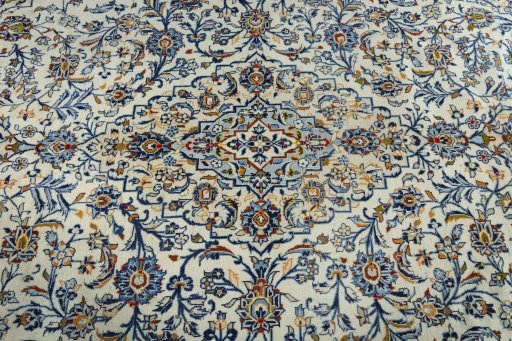 Central medallion detail of 2000s Kashan rug from Iran / Persia