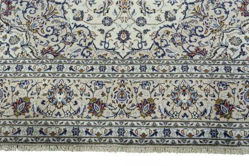Full view of 2000s Kashan rug from Iran / Persia, 358 × 247 cm in Beige tones