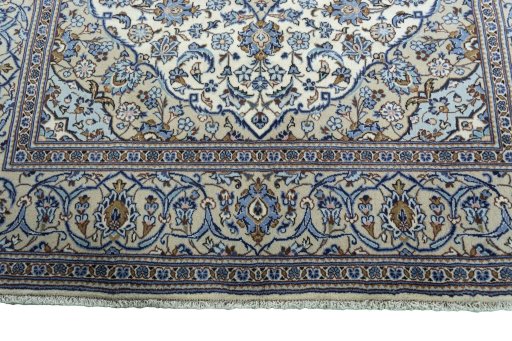 Full view of 2000s Kashan rug from Iran / Persia, 300 × 195 cm in Beige tones