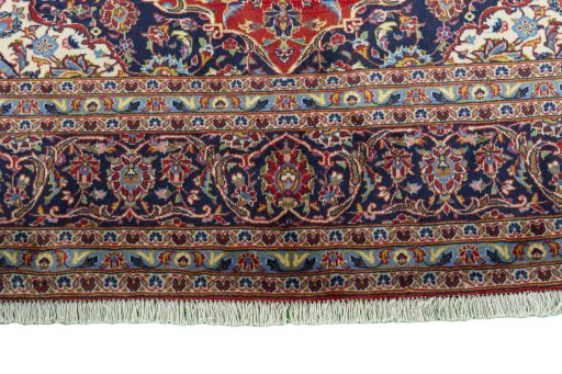 Full view of 2000s Kashan rug from Iran / Persia, 300 × 205 cm in Red tones