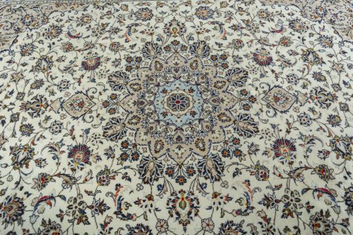 Central medallion detail of 2000s Kashan rug from Iran / Persia
