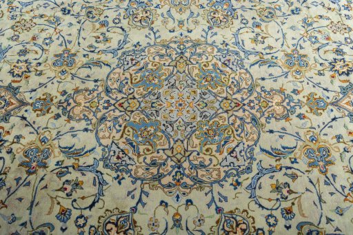 Central medallion detail of 2000s Kashan rug from Iran / Persia