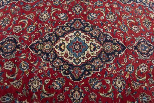 Central medallion detail of 2000s Kashan rug from Iran / Persia