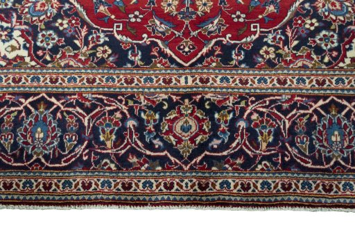 Full view of 2000s Kashan rug from Iran / Persia, 293 × 200 cm in Red tones