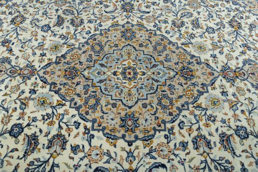 Central medallion detail of 2000s Kashan rug from Iran / Persia
