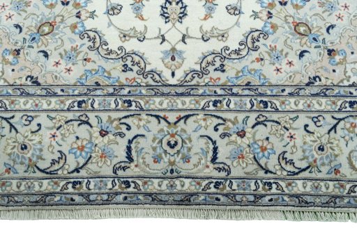 Full view of 2000s Kashan rug from Iran / Persia, 302 × 202 cm in Beige tones