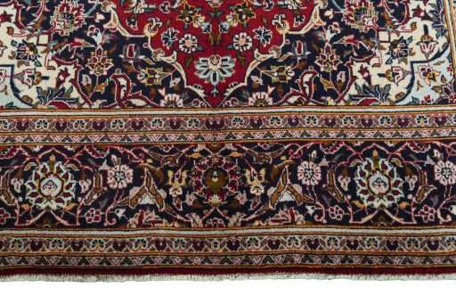 Full view of 2000s Kashan rug from Iran / Persia, 308 × 198 cm in Red tones