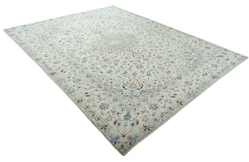 Close-up detail of New Kashan rug from Iran / Persia showing Wool weave