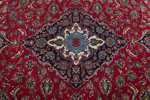 Central medallion detail of 2000s Kashan rug from Iran / Persia