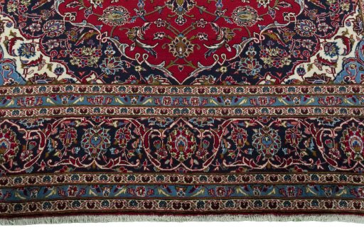 Full view of 2000s Kashan rug from Iran / Persia, 350 × 246 cm in Red tones