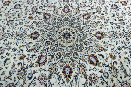 Central medallion detail of 2000s Kashan rug from Iran / Persia
