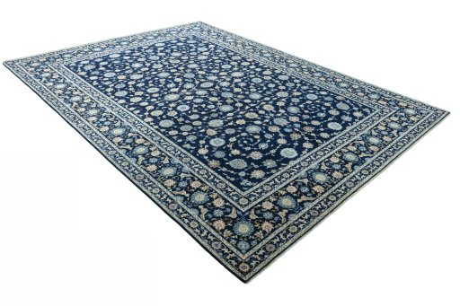 Close-up detail of 2000s Kashan rug from Iran / Persia showing Wool weave