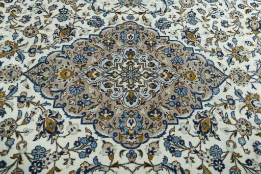 Central medallion detail of 2000s Kashan rug from Iran / Persia