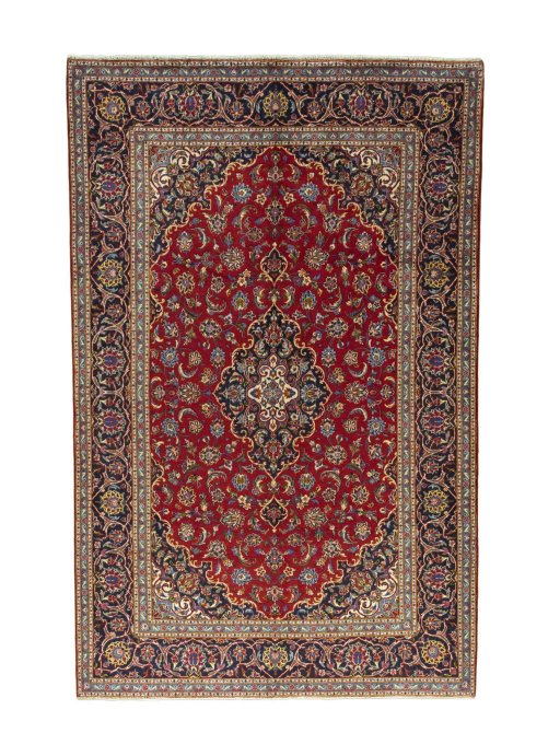 Full view of 2000s Kashan rug from Iran / Persia, 309 × 196 cm in Red tones