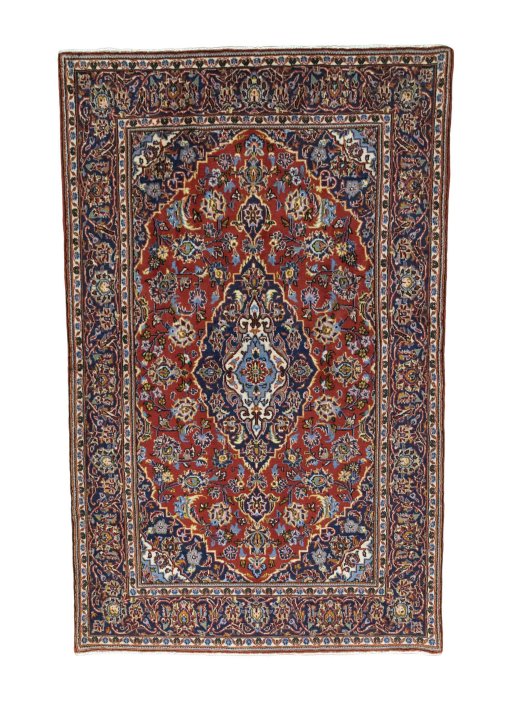 Full view of 2000s Kashan rug from Iran / Persia, 166 × 103 cm in Red tones