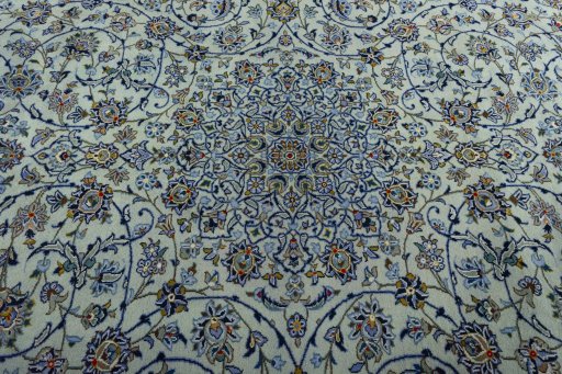 Central medallion detail of 2000s Kashan rug from Iran / Persia