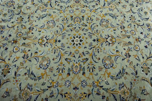 Central medallion detail of 2000s Kashan rug from Iran / Persia