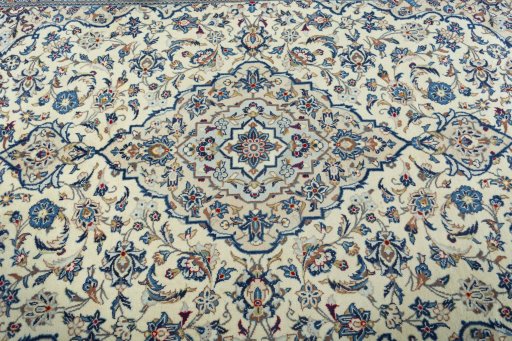 Central medallion detail of 2000s Kashan rug from Iran / Persia