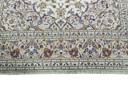 Full view of 2000s Kashan rug from Iran / Persia, 293 × 200 cm in Beige tones