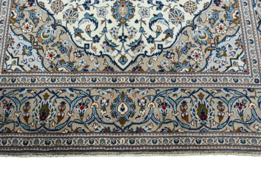 Full view of 2000s Kashan rug from Iran / Persia, 300 × 194 cm in Beige tones
