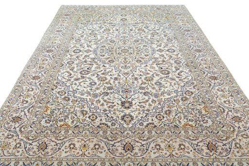 Surface texture of 2000s Kashan rug with natural Cork and intricate pattern