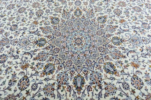 Central medallion detail of 2000s Kashan rug from Iran / Persia