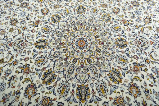 Central medallion detail of 2000s Kashan rug from Iran / Persia