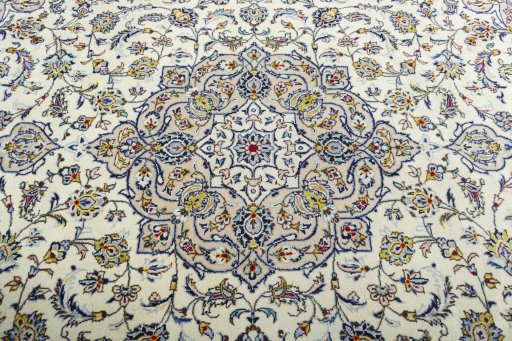 Central medallion detail of 2000s Kashan rug from Iran / Persia