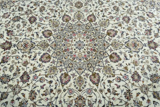 Central medallion detail of 2000s Kashan rug from Iran / Persia