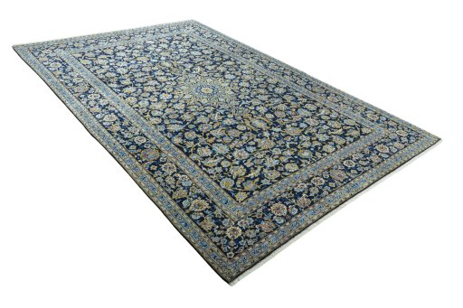 Close-up detail of 2000s Kashan rug from Iran / Persia showing Wool weave