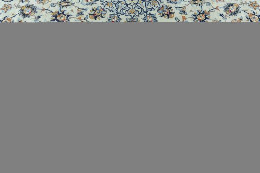 Corner detail of 2000s Kashan rug showing border pattern and Wool pile