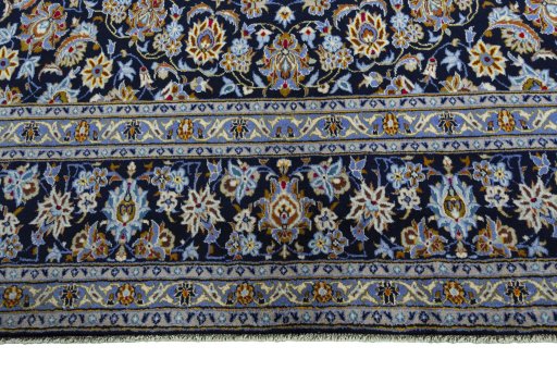 Full view of 2000s Kashan rug from Iran / Persia, 514 × 311 cm in Blue tones