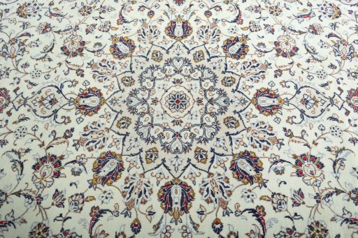 Central medallion detail of 2000s Kashan rug from Iran / Persia