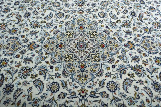 Central medallion detail of 2000s Kashan rug from Iran / Persia
